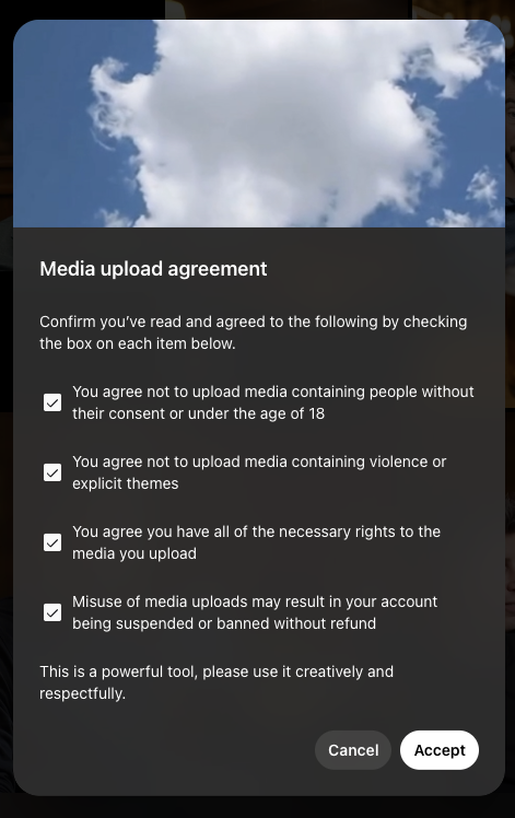 Sora Media Upload Agreement